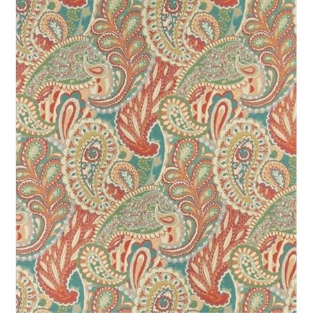 DESIGNER FABRICS Designer Fabrics K0024A 54 in. Wide Orange; Teal; Green And Orange; Abstract Paisley Contemporary Upholstery Fabric K0024A